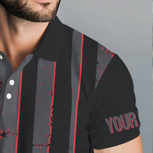 Load image into Gallery viewer, Black and Red American flag Men golf polo shirts Customize patriotic golf shirt for mens NQS9413