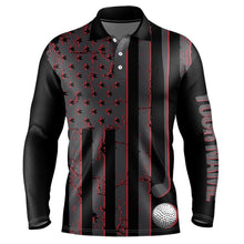 Load image into Gallery viewer, Black and Red American flag Men golf polo shirts Customize patriotic golf shirt for mens NQS9413