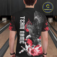 Load image into Gallery viewer, Custom Red Flame Black Eagle Bowling Polo, Quarter Zip Shirt For Men, Team Bowling Clothes NQS11500