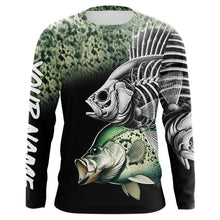 Load image into Gallery viewer, Crappie Reaper Skeleton Green scales Custom Long Sleeve Fishing Shirts, Personalized Fishing Gifts NQS9573