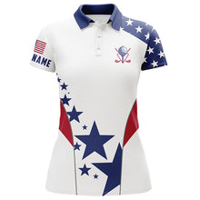 Load image into Gallery viewer, Women golf polo shirts American flag custom patriotic Red, white, and blue golf tops for ladies NQS5508