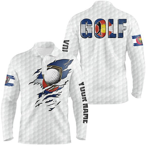 Mens golf polo shirts vintage Colorado flag custom team golf shirts, patriot white golf tops NQS7655
