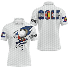 Load image into Gallery viewer, Mens golf polo shirts vintage Colorado flag custom team golf shirts, patriot white golf tops NQS7655