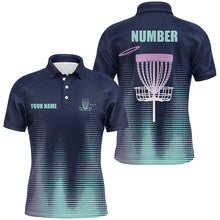 Load image into Gallery viewer, Blue gradient Mens Disc golf polo shirts custom team disc golf jerseys, disc golf clothes NQS8082