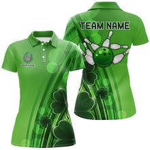 Load image into Gallery viewer, Green clover St Patrick Day bowling shirts for women custom Team bowling jerseys, gifts for bowlers NQS8084