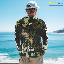 Load image into Gallery viewer, Green Camo Largemouth Bass fishing sun shirts custom name fishing shirts long sleeve uv protection NQS10284