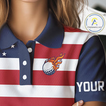 Load image into Gallery viewer, Custom American Flag Golf Polo Shirts For Women, Personalized Patriotic Ladies Golf attire NQS10500