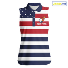 Load image into Gallery viewer, Custom American Flag Sleeveless Golf Polo Shirt, Personalized Patriotic Ladies Golf attire NQS10500