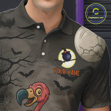 Load image into Gallery viewer, Funny Flamingo Halloween Bowling Polo, Quarter Zip Shirt For Men Custom Halloween Bowling Team Jersey NQS10703