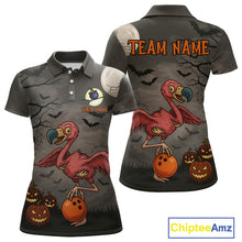 Load image into Gallery viewer, Funny Flamingo Halloween Bowling Polo, 1/4 Zip Shirt For Women Custom Halloween Bowling Team Jersey NQS10703