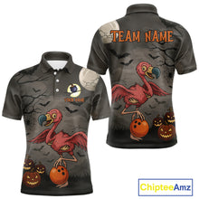 Load image into Gallery viewer, Funny Flamingo Halloween Bowling Polo, Quarter Zip Shirt For Men Custom Halloween Bowling Team Jersey NQS10703