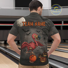 Load image into Gallery viewer, Funny Flamingo Halloween Bowling Polo, Quarter Zip Shirt For Men Custom Halloween Bowling Team Jersey NQS10703