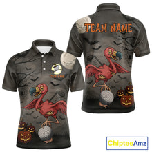 Load image into Gallery viewer, Funny Halloween Flamingo Pumpkin Golf Polo Shirt For Men Custom Halloween Mens Golf Tops NQS10704