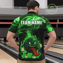 Load image into Gallery viewer, Personalized Funny Bowling Shirts for Men Green Flame Custom Bowling Team Outfit, Gift For Bowlers NQS10909
