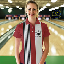 Load image into Gallery viewer, Retro Black and red stripe Bowling shirts For Women custom bowling team jerseys Bowler Outfits NQS11096