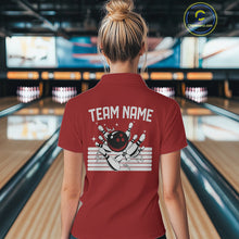 Load image into Gallery viewer, Retro Black and red stripe Bowling shirts For Women custom bowling team jerseys Bowler Outfits NQS11096