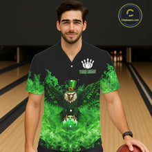 Load image into Gallery viewer, Green Flame Smoke St Patrick Day Eagle Skull Bowling Hawaiian shirt Custom Lucky Bowling Team Jersey NQS11286