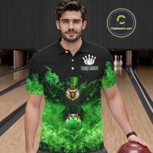 Load image into Gallery viewer, Green Flame Smoke St Patrick's Day Eagle Skull Men's Bowling Shirts Custom Lucky Bowling Team Jersey NQS11286