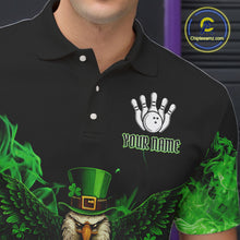 Load image into Gallery viewer, Green Flame Smoke St Patrick's Day Eagle Skull Men's Bowling Shirts Custom Lucky Bowling Team Jersey NQS11286