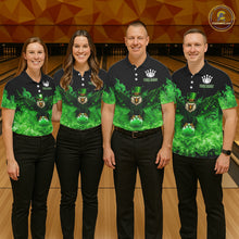 Load image into Gallery viewer, Green Flame Smoke St Patrick's Day Eagle Skull Women's Bowling Shirt Custom Lucky Bowling Team Jersey NQS11286