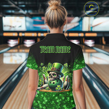Load image into Gallery viewer, Green shamrock St Patrick's Day Eagle Skull Women's Bowling Shirts Custom Lucky Bowling Team Jersey NQS11287