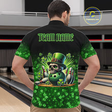 Load image into Gallery viewer, Green shamrock St Patrick's Day Eagle Skull Men's Bowling Shirts Custom Lucky Bowling Team Jersey NQS11287