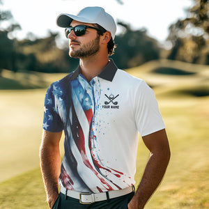 Red, White and Blue American flag Men golf polo shirts Custom team patriotic golf top for mens NQS9419