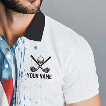 Load image into Gallery viewer, Red, White and Blue American flag Men golf polo shirts Custom team patriotic golf top for mens NQS9419