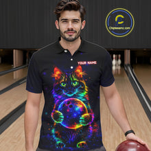 Load image into Gallery viewer, Neon Cat Bowling Jerseys for Men Custom Team Bowling Apparel, best bowling shirts NQS11516