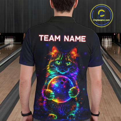 Neon Cat Bowling Jerseys for Men Custom Team Bowling Apparel, best bowling shirts NQS11516