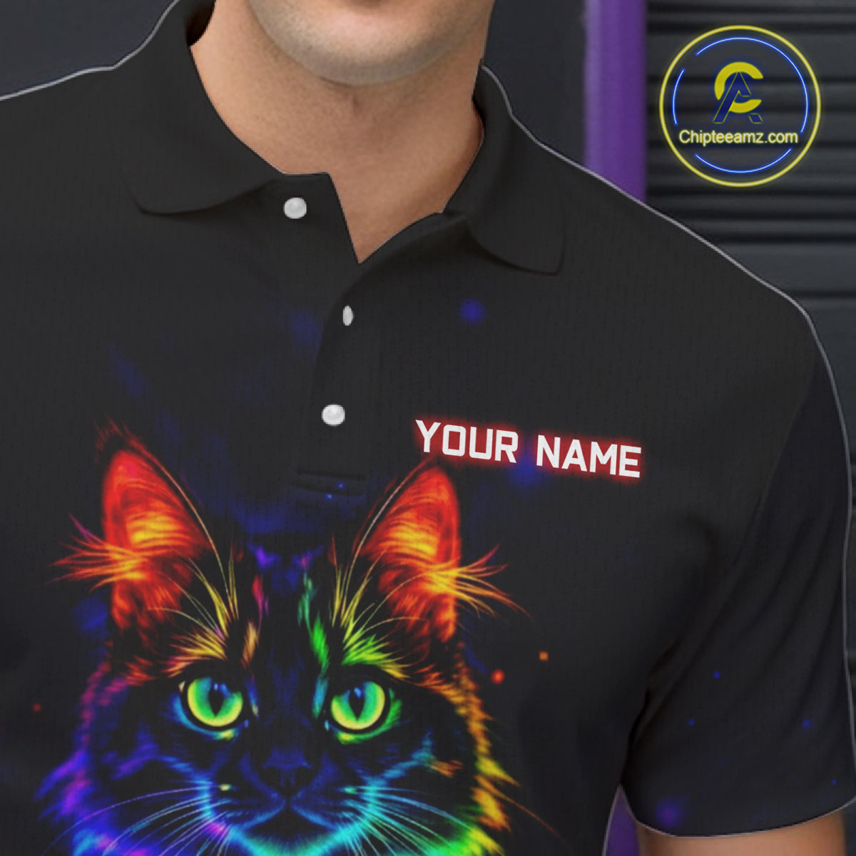Neon Cat Bowling Jerseys for Men Custom Team Bowling Apparel, best bowling shirts NQS11516