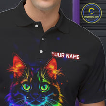 Load image into Gallery viewer, Neon Cat Bowling Jerseys for Men Custom Team Bowling Apparel, best bowling shirts NQS11516