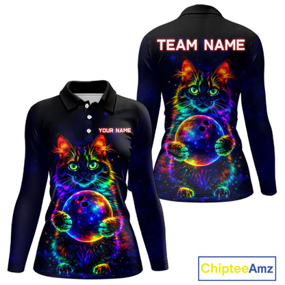 Neon Cat Bowling shirts for Ladies Custom Team Bowling Apparel, best bowling shirts NQS11516