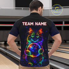 Load image into Gallery viewer, Neon Cat Bowling Jerseys for Men Custom Team Bowling Apparel, best bowling shirts NQS11516