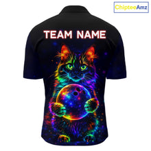 Load image into Gallery viewer, Neon Cat Bowling Jerseys for Men Custom Team Bowling Apparel, best bowling shirts NQS11516
