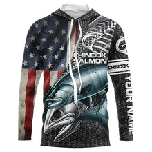 Load image into Gallery viewer, Chinook salmon fishing American flag patriotic fishing shirts for men Performance Customize NQS1693