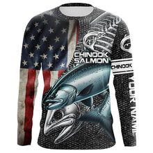 Load image into Gallery viewer, Chinook salmon fishing American flag patriotic fishing shirts for men Performance Customize NQS1693