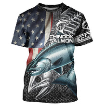 Load image into Gallery viewer, Chinook salmon fishing American flag patriotic fishing shirts for men Performance Customize NQS1693