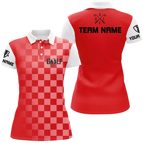 Womens golf polos shirts custom name funny ladies golf shirts, women golf clothes | Red NQS5511