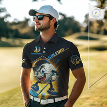Load image into Gallery viewer, Funny Golf Ball Mens golf polo shirts custom name black golf shirt, best team golf shirts NQS10292