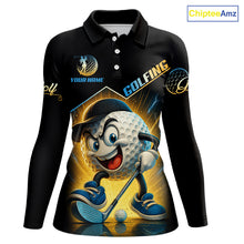 Load image into Gallery viewer, Funny Golf Ball Women golf polo shirts custom name black golf shirt, best team golf shirts NQS10292