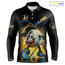 Load image into Gallery viewer, Funny Golf Ball Mens golf polo shirts custom name black golf shirt, best team golf shirts NQS10292