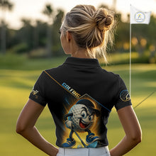 Load image into Gallery viewer, Funny Golf Ball Women golf polo shirts custom name black golf shirt, best team golf shirts NQS10292