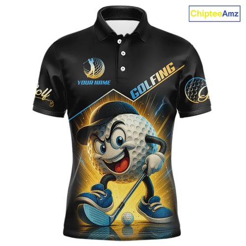 Funny Golf Ball Mens golf polo shirts custom name black golf shirt, best team golf shirts NQS10292