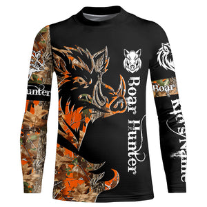 Boar Hunting Black Orange Camo 3D all over Print Shirt, Boar Hunting Apparel NQS72