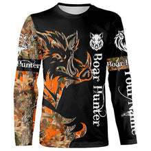 Load image into Gallery viewer, Boar Hunting Black Orange Camo 3D all over Print Shirt, Boar Hunting Apparel NQS72