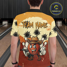 Load image into Gallery viewer, Funny Bowling Cowboy gun Mens bowling polo, Quarter zip shirts Custom bowling team outfit jersey NQS10920