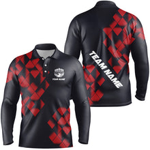 Load image into Gallery viewer, Black and Red Argyle Pattern Bowling Polo, Quarter Zip Shirts For Men Custom Bowling Team Jerseys NQS9001