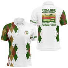 Load image into Gallery viewer, Funny Mens golf polo shirts custom I was one under today, one under a tree, bush and water | Green NQS9223