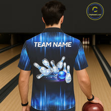 Load image into Gallery viewer, Black and Blue Bowling Hawaiian Shirt Custom Bowling Team jersey, Gift For Bowler NQS11299
